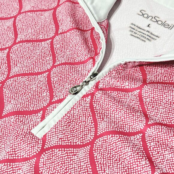 SanSoleil SolTek UPF 50 Cooling 3/4 Zip Golf Shirt Raspberry Pink Women Size L - Picture 5 of 13